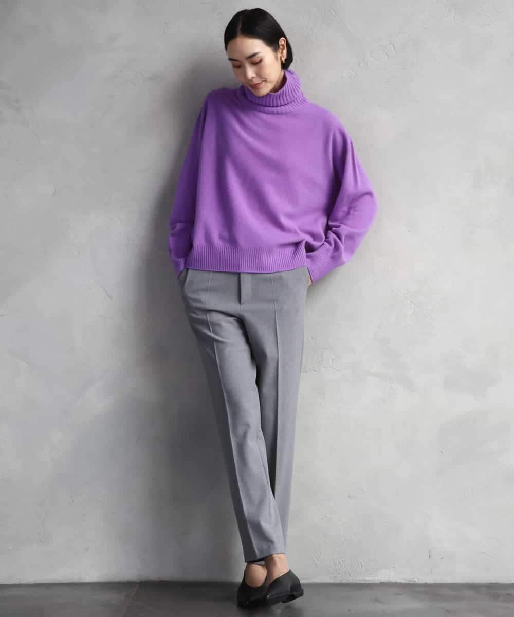 FMLAD31200 MICHEL KLEIN(ミッシェルクラン) ［定番素材］裏起毛ストレッチテーパードパンツ(機能素材) ベージュ
