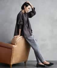 FMLAD31200 MICHEL KLEIN(ミッシェルクラン) ［定番素材］裏起毛ストレッチテーパードパンツ(機能素材) ベージュ