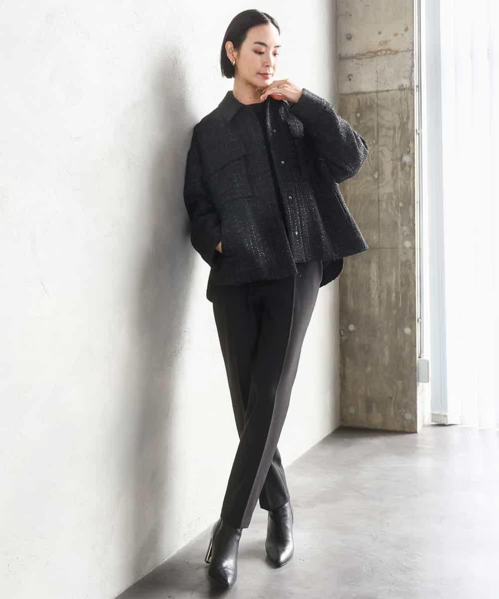 FMLAD31200 MICHEL KLEIN(ミッシェルクラン) ［定番素材］裏起毛ストレッチテーパードパンツ(機能素材) ベージュ