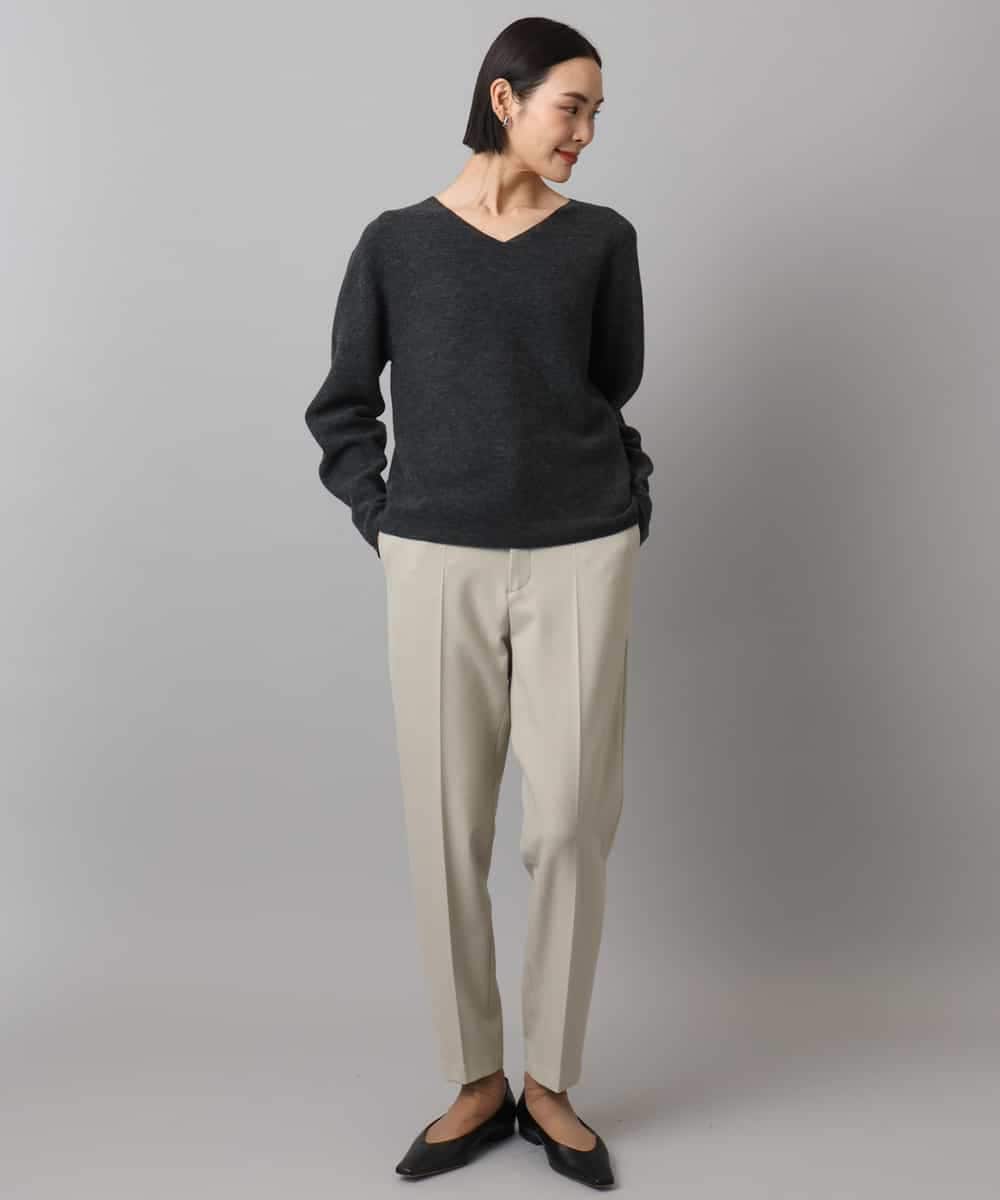 FMLAD31200 MICHEL KLEIN(ミッシェルクラン) ［定番素材］裏起毛ストレッチテーパードパンツ(機能素材) ベージュ