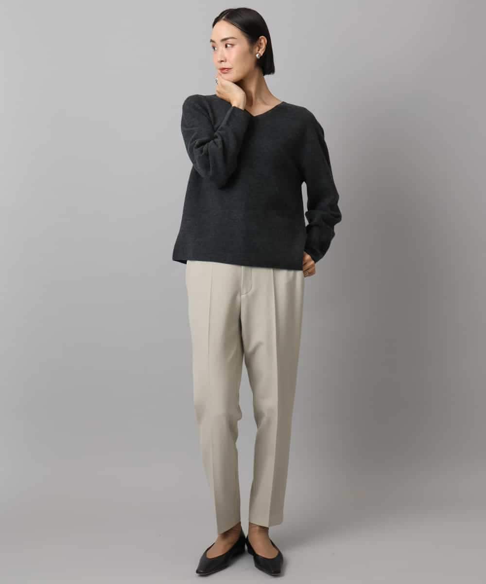 FMLAD31200 MICHEL KLEIN(ミッシェルクラン) ［定番素材］裏起毛ストレッチテーパードパンツ(機能素材) ベージュ