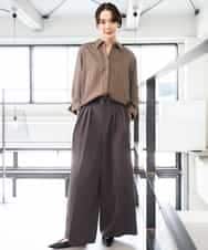 FMLAG02260 MICHEL KLEIN(ミッシェルクラン) 微起毛ワイドパンツ ダークキャメル