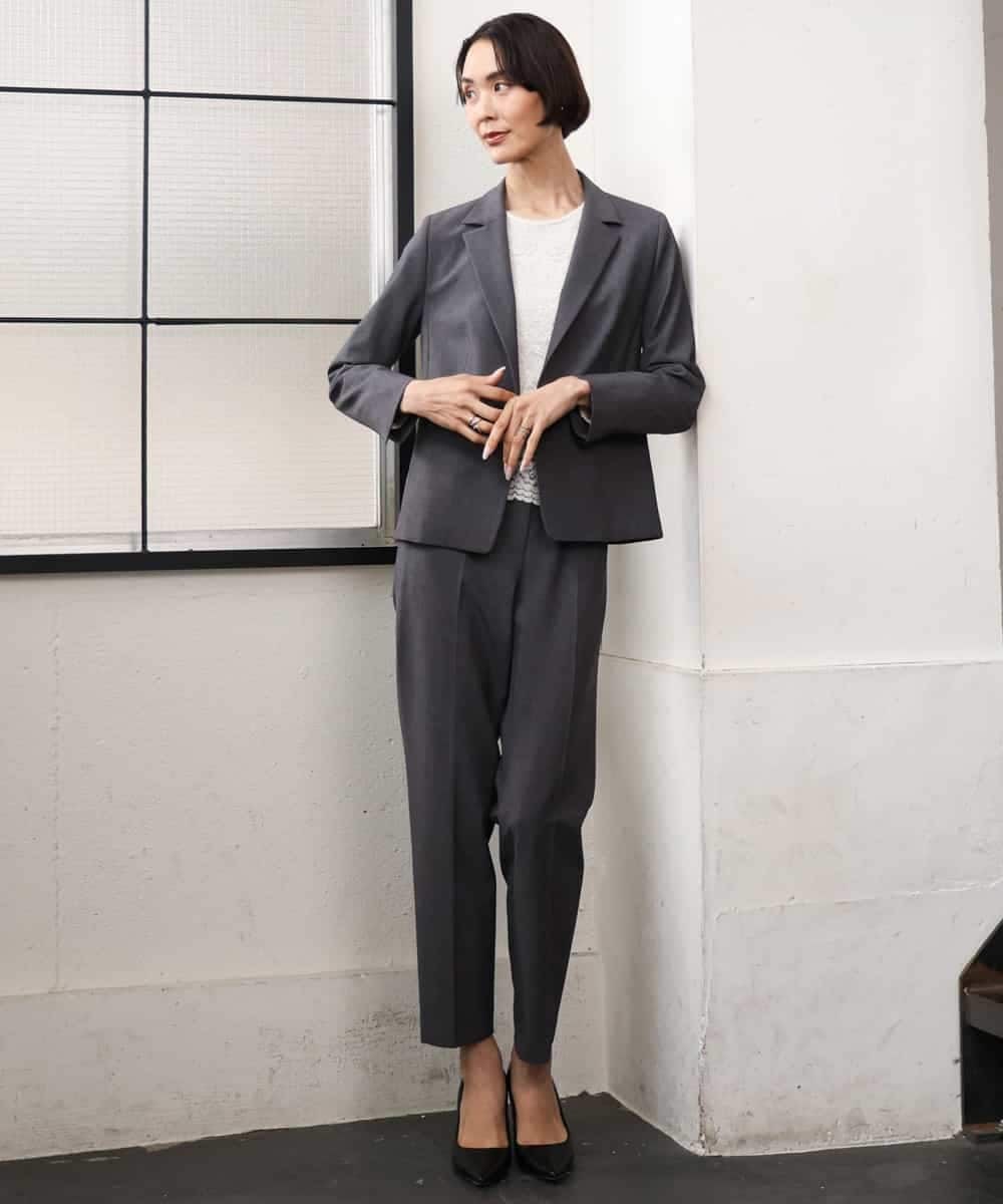 FMLAG03260 MICHEL KLEIN(ミッシェルクラン) [セットアップ対応]ストレッチテーパードパンツ グレー