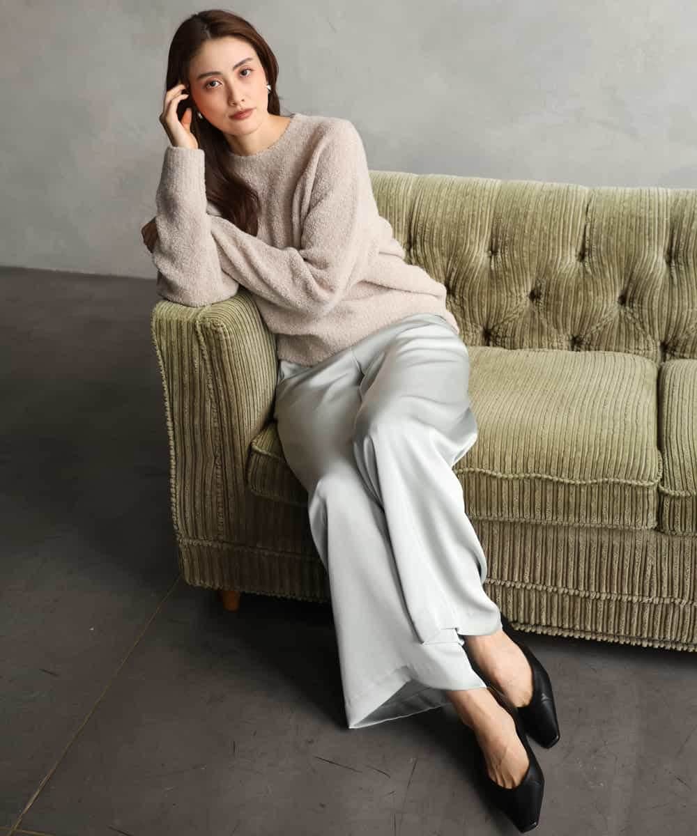 FMLAG52250 MICHEL KLEIN(ミッシェルクラン) サテンワイドパンツ グレー