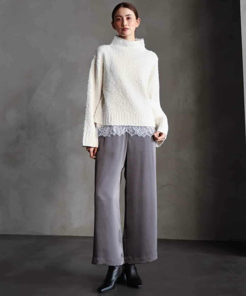 FMLAG52250 MICHEL KLEIN(ミッシェルクラン) サテンワイドパンツ グレー