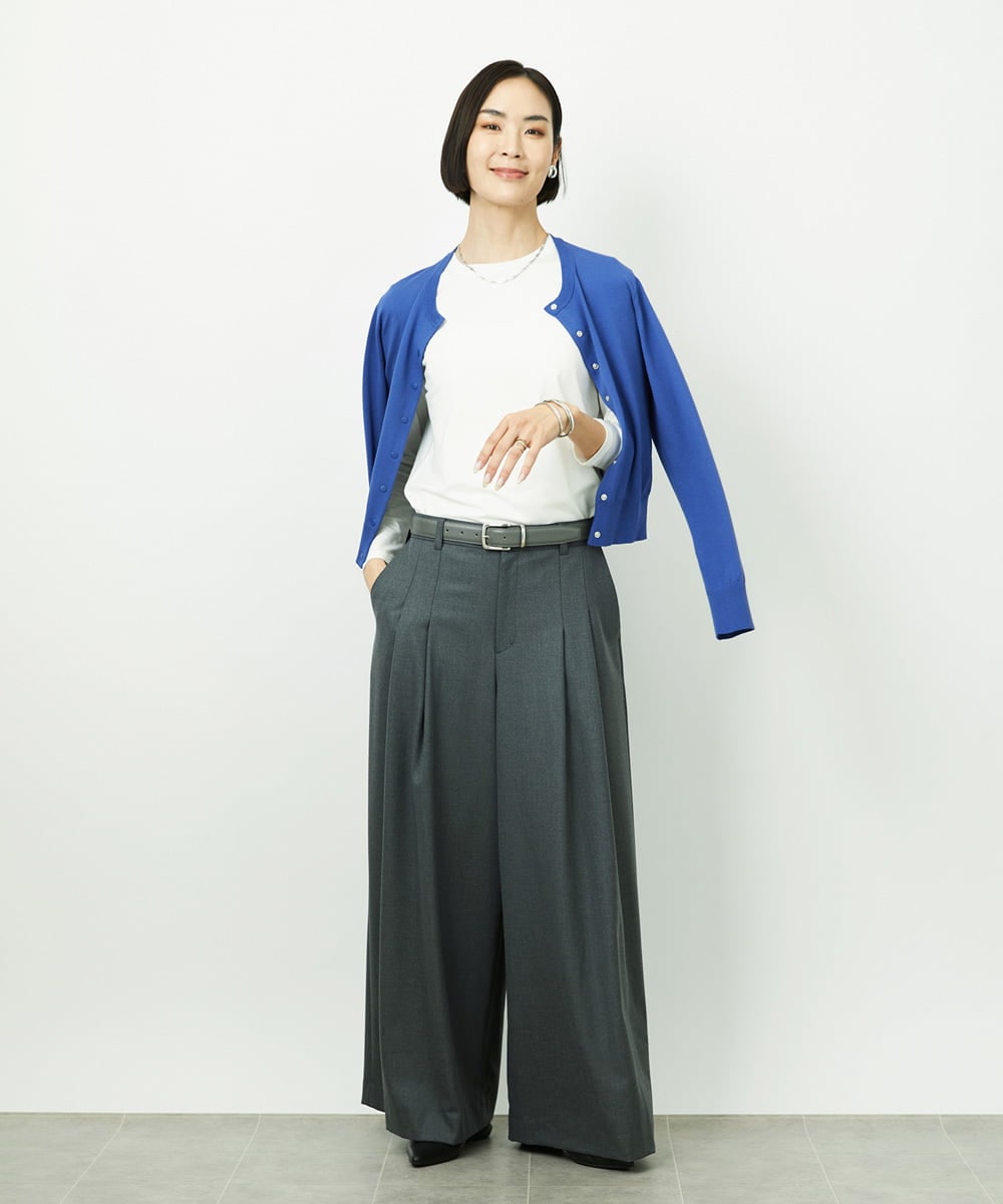 FMLBE28220 MICHEL KLEIN(ミッシェルクラン) 2タックワイドパンツ オフホワイト