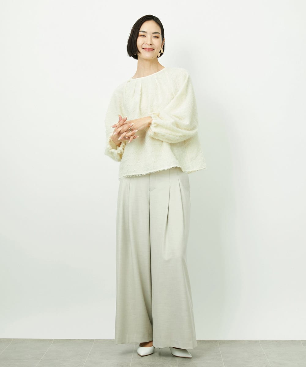 FMLBE28220 MICHEL KLEIN(ミッシェルクラン) 2タックワイドパンツ オフホワイト