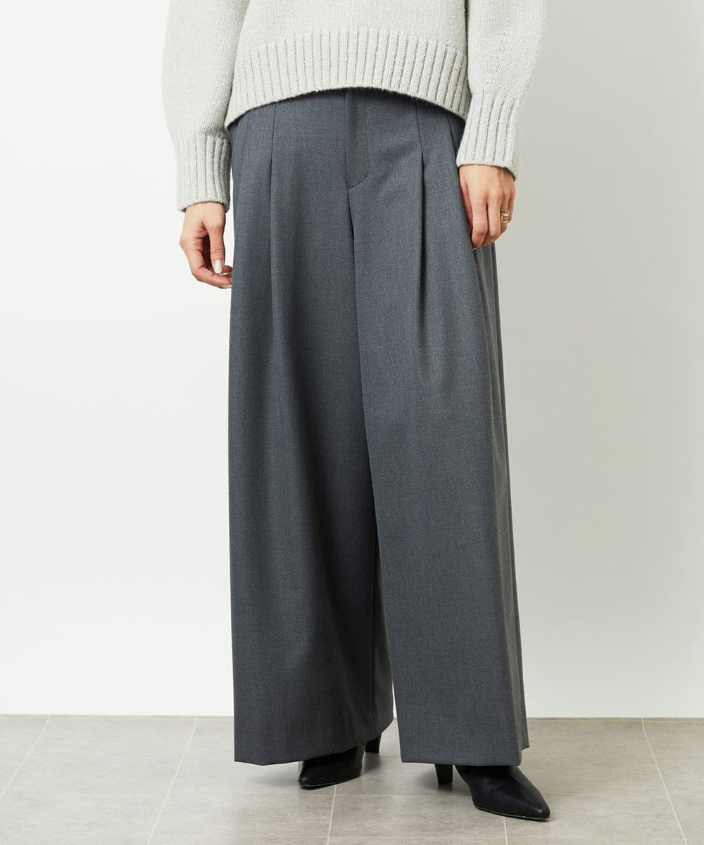 FMLBE28220 MICHEL KLEIN(ミッシェルクラン) 2タックワイドパンツ ダークグレー