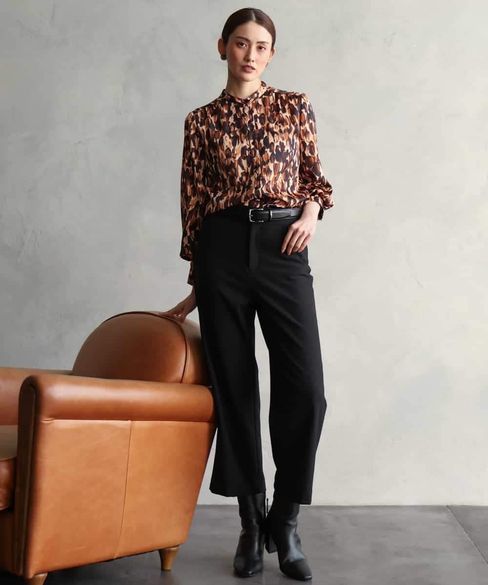 FMLDG53180 MICHEL KLEIN(ミッシェルクラン) [定番人気]裏起毛ワイドパンツ ブラック