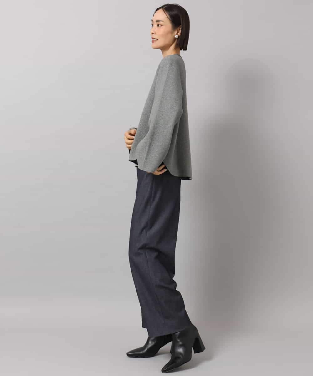 FMLDH53180 MICHEL KLEIN(ミッシェルクラン) [定番人気/新色追加]デニムライク裏起毛ワイドパンツ ネイビー