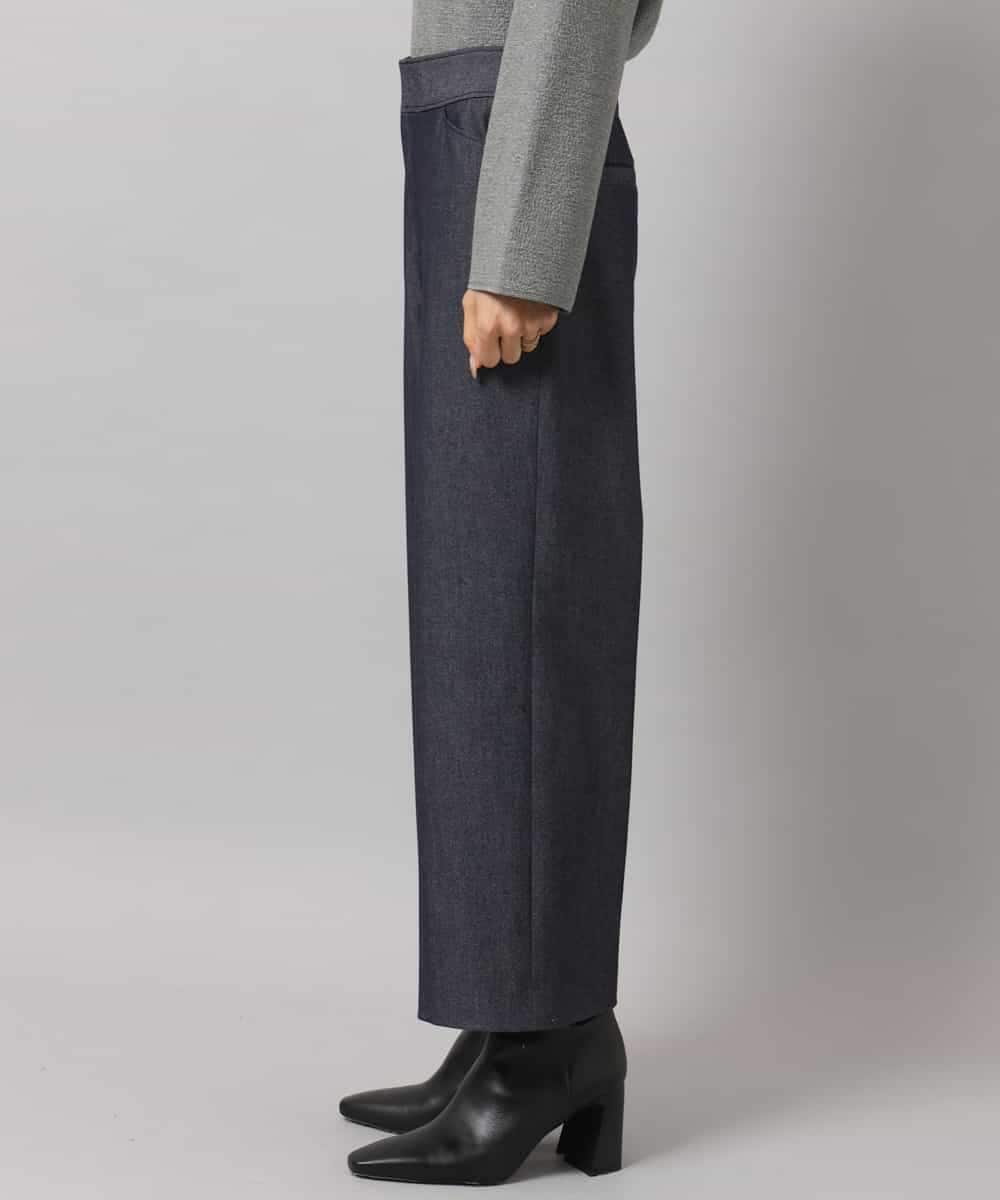 FMLDH53180 MICHEL KLEIN(ミッシェルクラン) [定番人気/新色追加]デニムライク裏起毛ワイドパンツ ネイビー