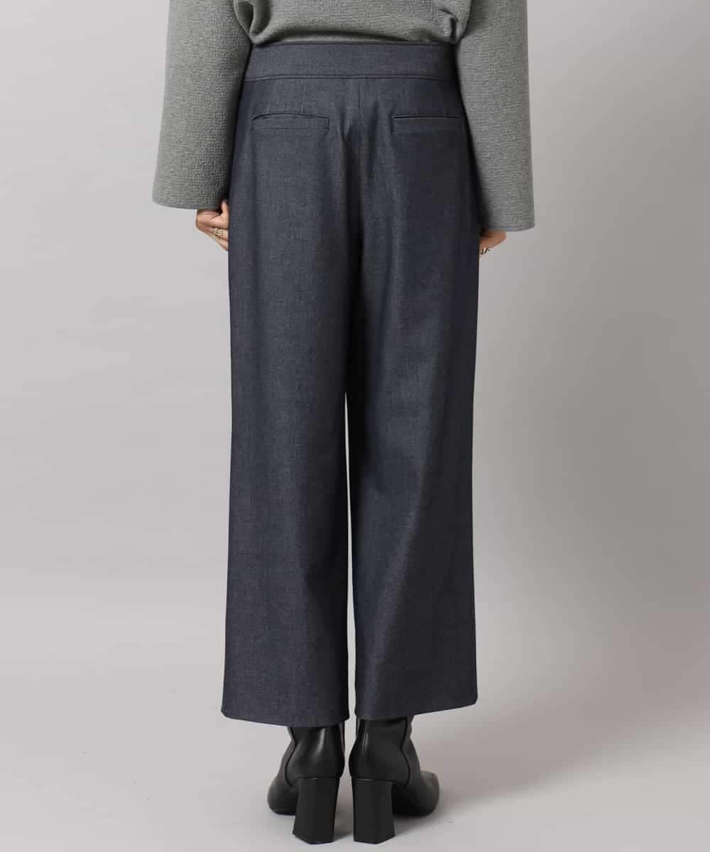 FMLDH53180 MICHEL KLEIN(ミッシェルクラン) [定番人気/新色追加]デニムライク裏起毛ワイドパンツ ネイビー