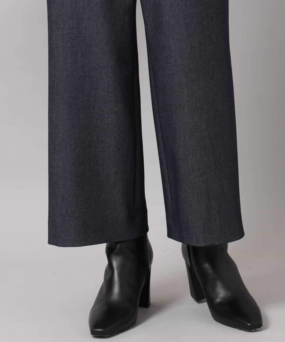 FMLDH53180 MICHEL KLEIN(ミッシェルクラン) [定番人気/新色追加]デニムライク裏起毛ワイドパンツ ネイビー
