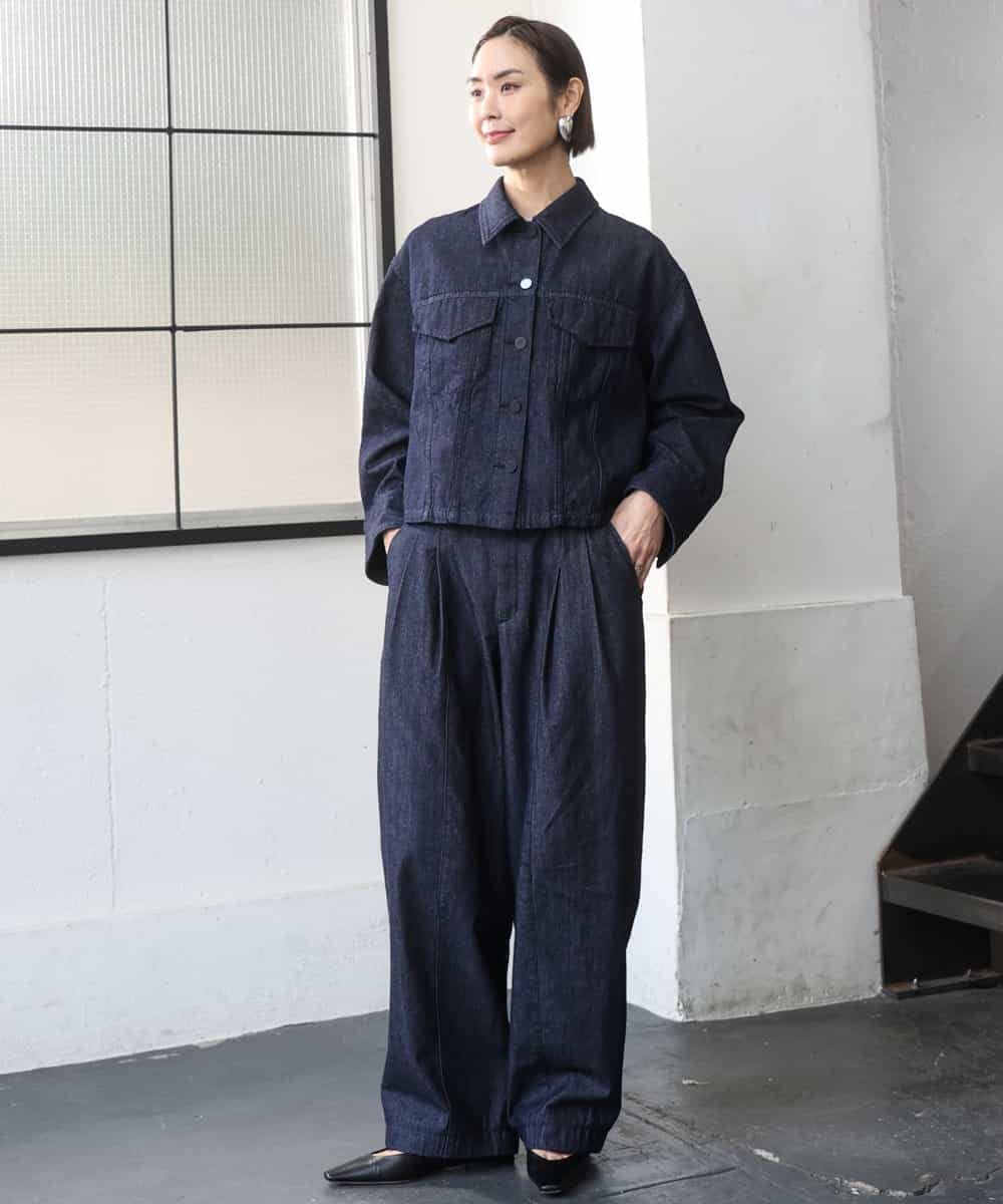 FMLGD01450 MICHEL KLEIN(ミッシェルクラン) [セットアップ対応]デニムバレルパンツ ネイビー