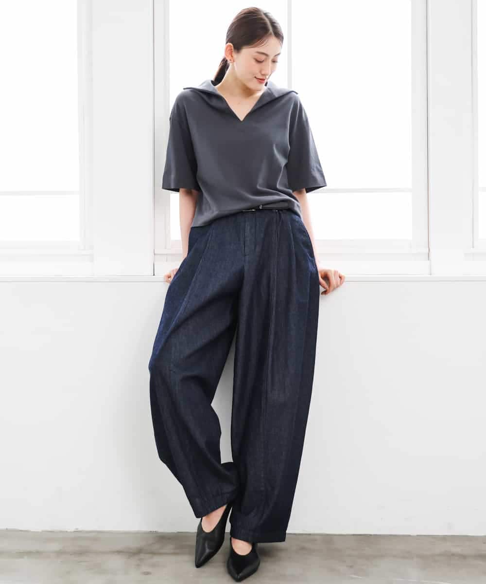 FMLGD01450 MICHEL KLEIN(ミッシェルクラン) [セットアップ対応]デニムバレルパンツ ネイビー
