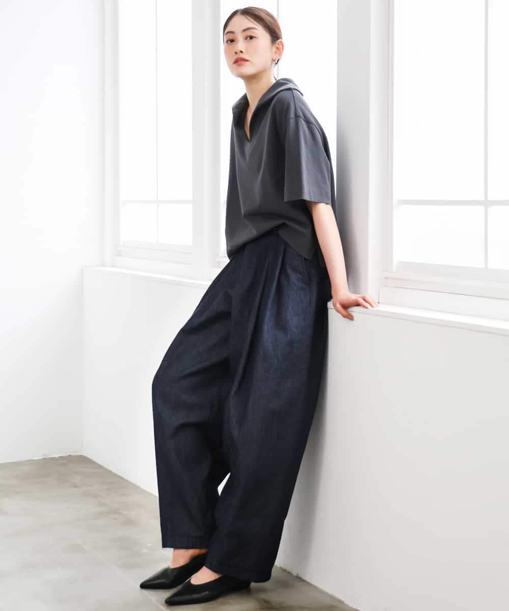 FMLGD01450 MICHEL KLEIN(ミッシェルクラン) [セットアップ対応]デニムバレルパンツ ネイビー