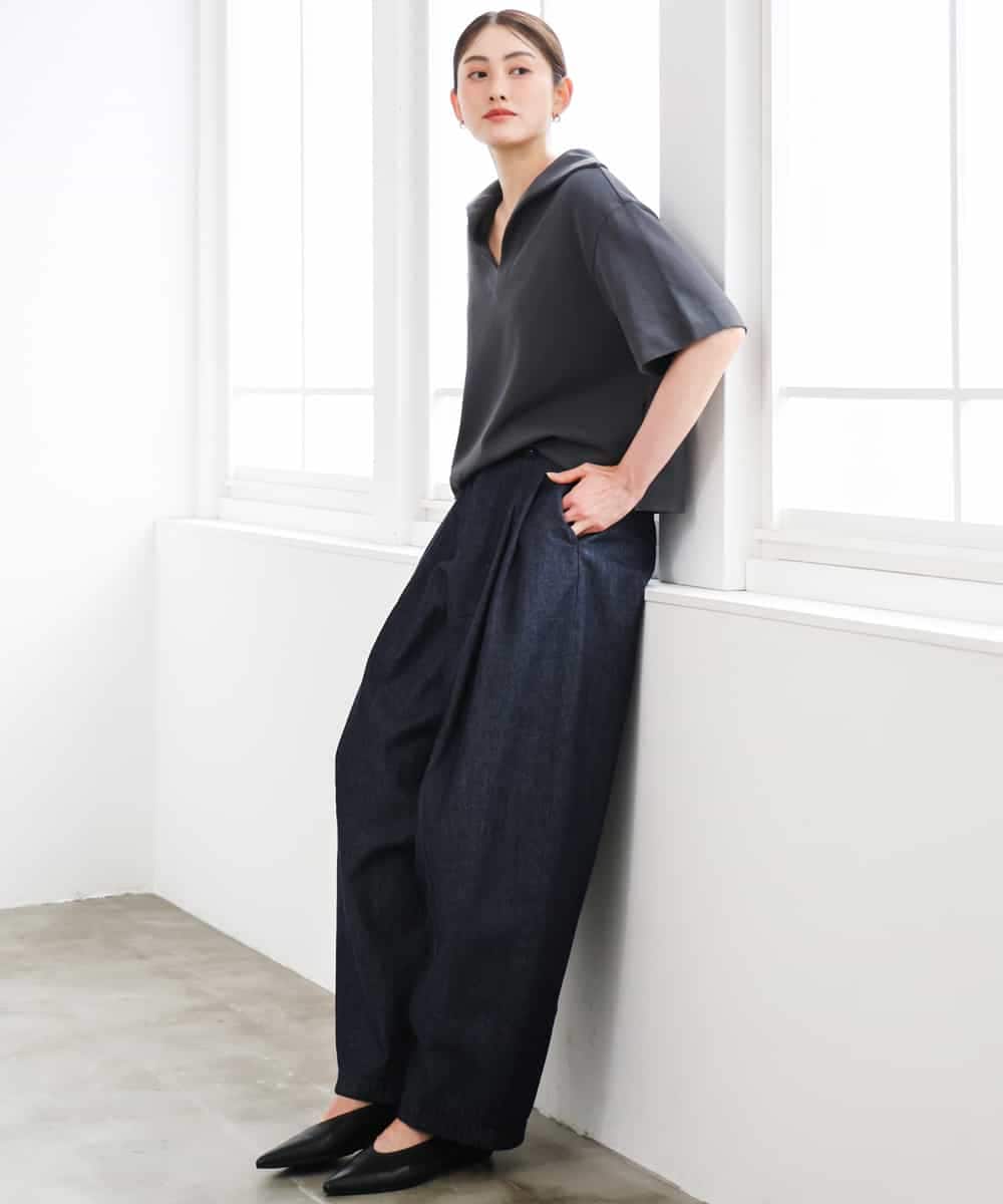 FMLGD01450 MICHEL KLEIN(ミッシェルクラン) [セットアップ対応]デニムバレルパンツ ネイビー