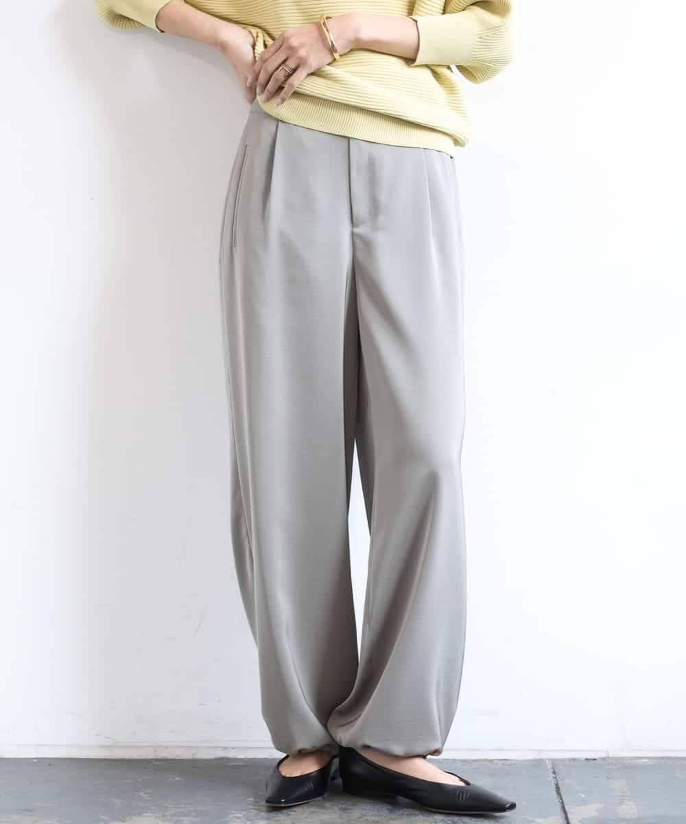 FMLGD03240 MICHEL KLEIN(ミッシェルクラン) [リラックスボトム/2WAY]ダルサテン ワイドパンツ カーキ