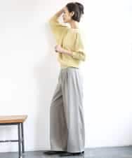 FMLGD03240 MICHEL KLEIN(ミッシェルクラン) [リラックスボトム/2WAY]ダルサテン ワイドパンツ カーキ
