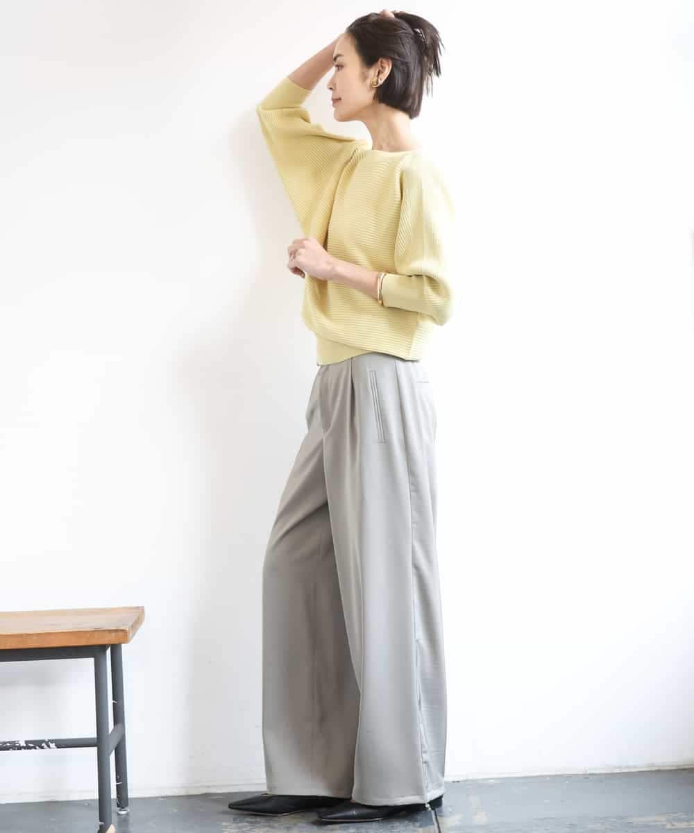 FMLGD03240 MICHEL KLEIN(ミッシェルクラン) [リラックスボトム/2WAY]ダルサテン ワイドパンツ カーキ