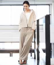 FMLGD03240 MICHEL KLEIN(ミッシェルクラン) [リラックスボトム/2WAY]ダルサテン ワイドパンツ カーキ