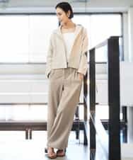 FMLGD03240 MICHEL KLEIN(ミッシェルクラン) [リラックスボトム/2WAY]ダルサテン ワイドパンツ カーキ