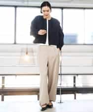 FMLGD03240 MICHEL KLEIN(ミッシェルクラン) [リラックスボトム/2WAY]ダルサテン ワイドパンツ カーキ