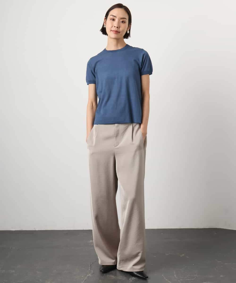 FMLGD03240 MICHEL KLEIN(ミッシェルクラン) [リラックスボトム/2WAY]ダルサテン ワイドパンツ カーキ
