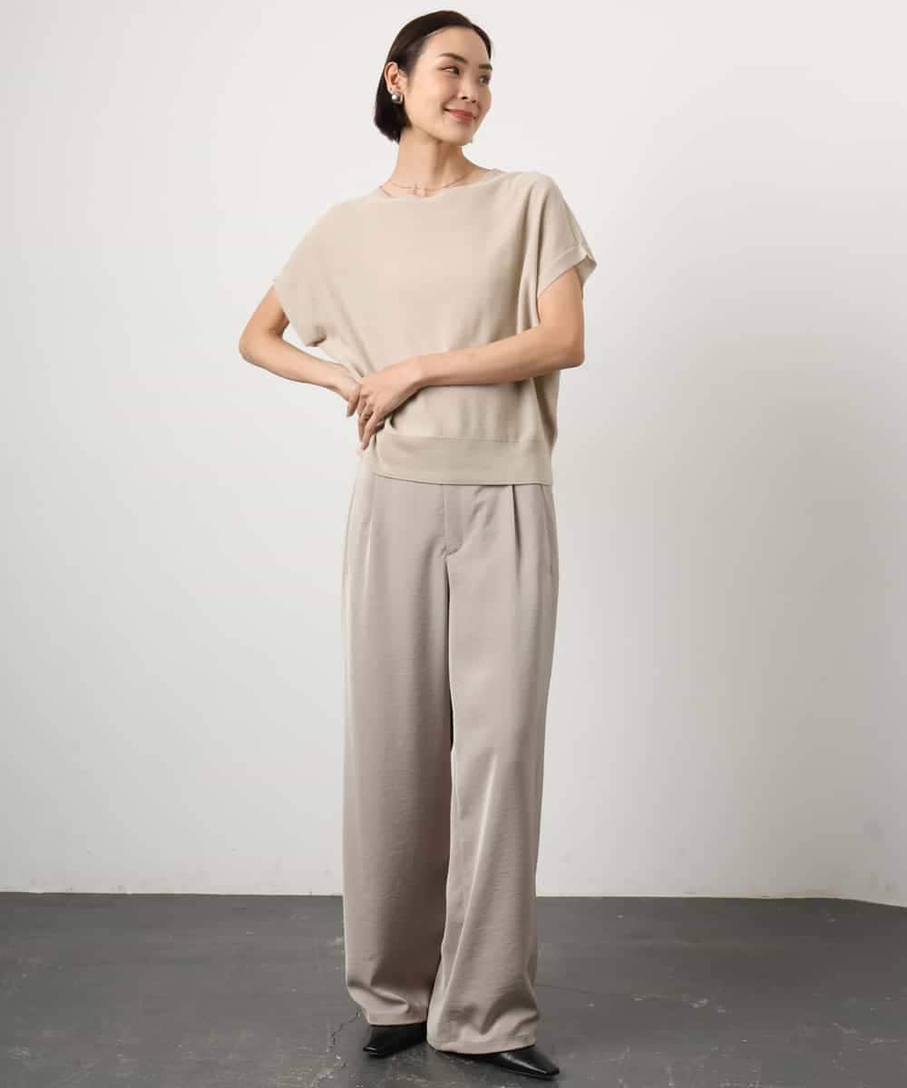 FMLGD03240 MICHEL KLEIN(ミッシェルクラン) [リラックスボトム/2WAY]ダルサテン ワイドパンツ カーキ