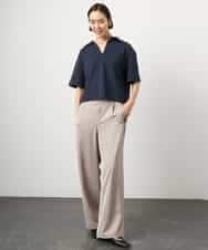 FMLGD03240 MICHEL KLEIN(ミッシェルクラン) [リラックスボトム/2WAY]ダルサテン ワイドパンツ カーキ