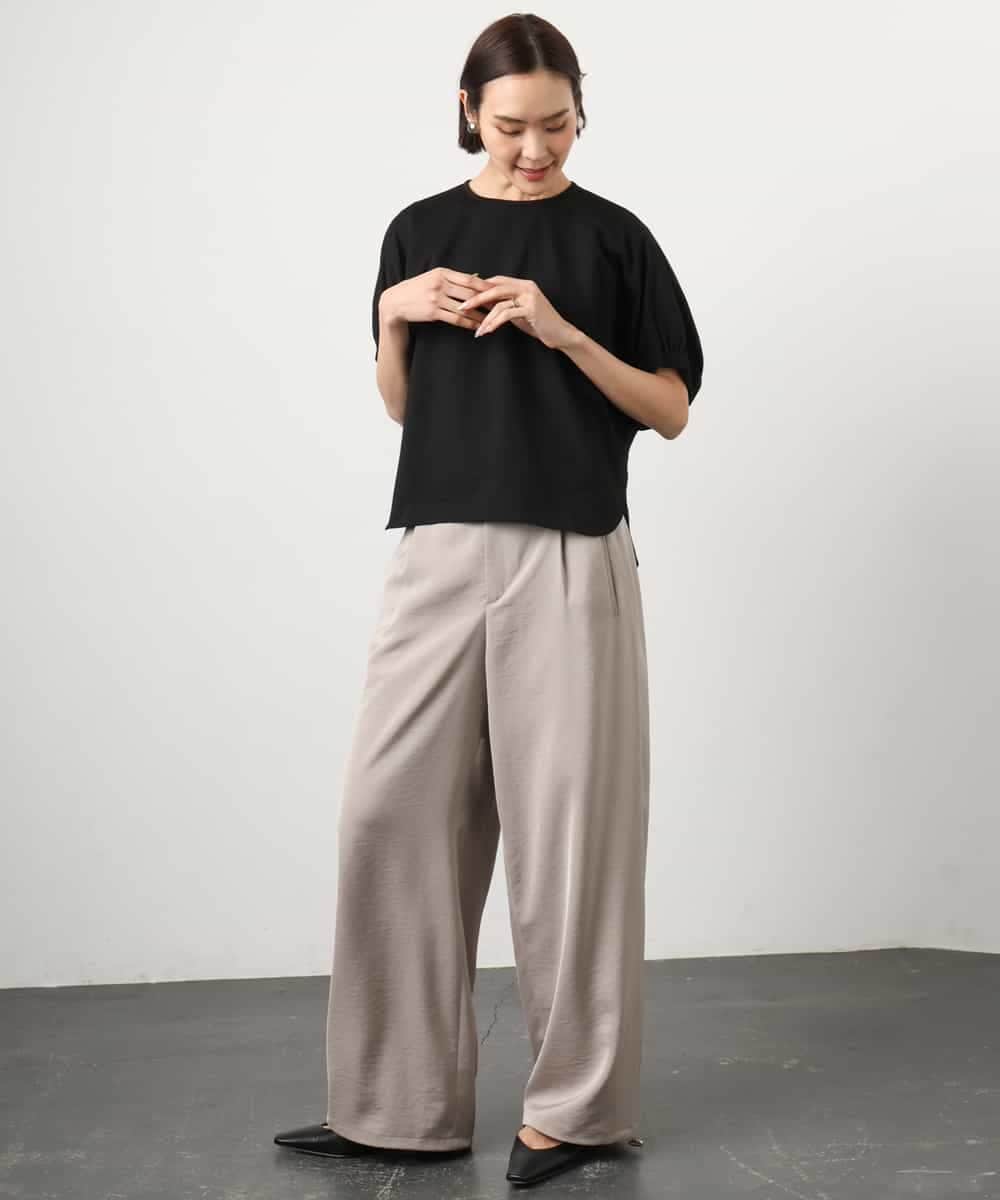 FMLGD03240 MICHEL KLEIN(ミッシェルクラン) [リラックスボトム/2WAY]ダルサテン ワイドパンツ カーキ