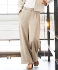 FMLGD03240 MICHEL KLEIN(ミッシェルクラン) [リラックスボトム/2WAY]ダルサテン ワイドパンツ ベージュ