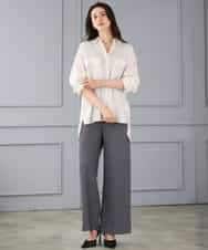 FMLGD04220 MICHEL KLEIN(ミッシェルクラン) [リラックスボトム]シームレスワイドパンツ ダークグレー