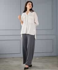 FMLGD04220 MICHEL KLEIN(ミッシェルクラン) [リラックスボトム]シームレスワイドパンツ ダークグレー