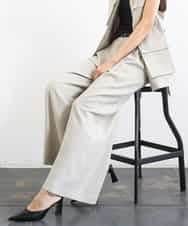 FMLGD05290 MICHEL KLEIN(ミッシェルクラン) [セットアップ対応]ツイードライク ワイドパンツ ベージュ