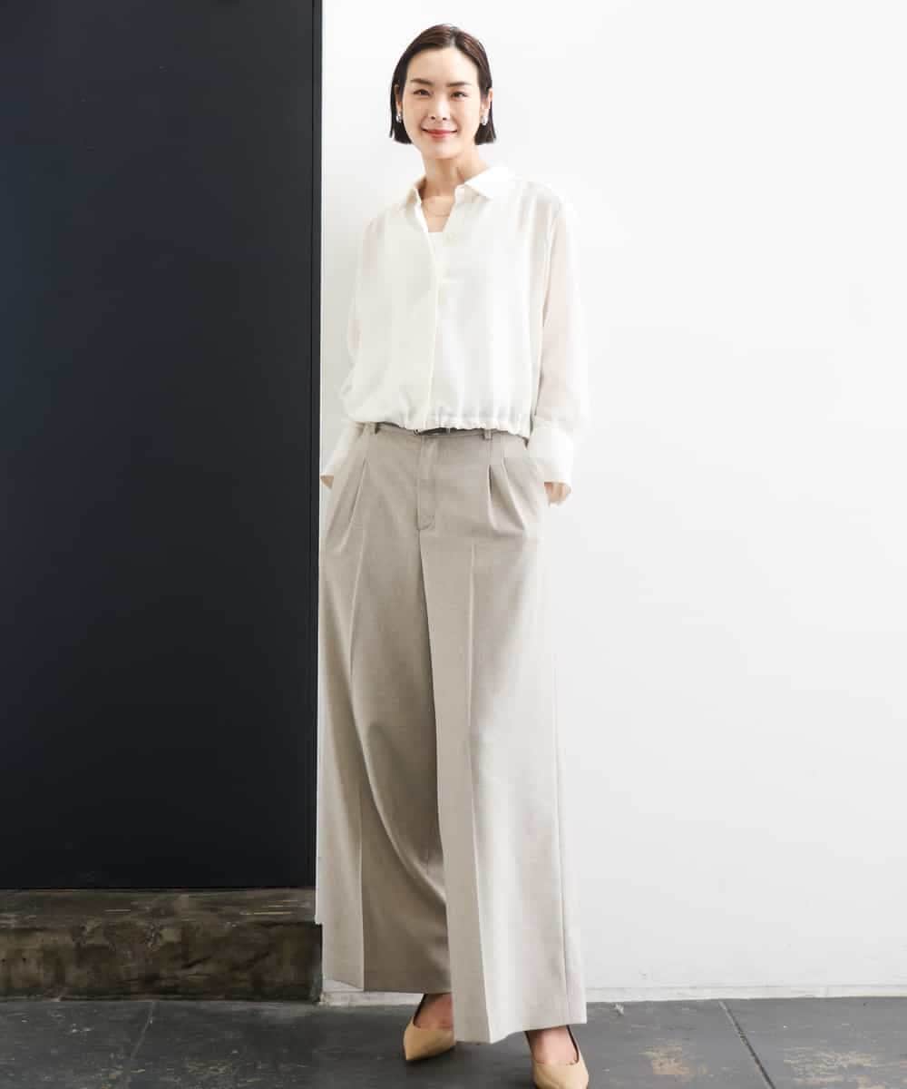 FMLGD05290 MICHEL KLEIN(ミッシェルクラン) [セットアップ対応]ツイードライク ワイドパンツ ベージュ