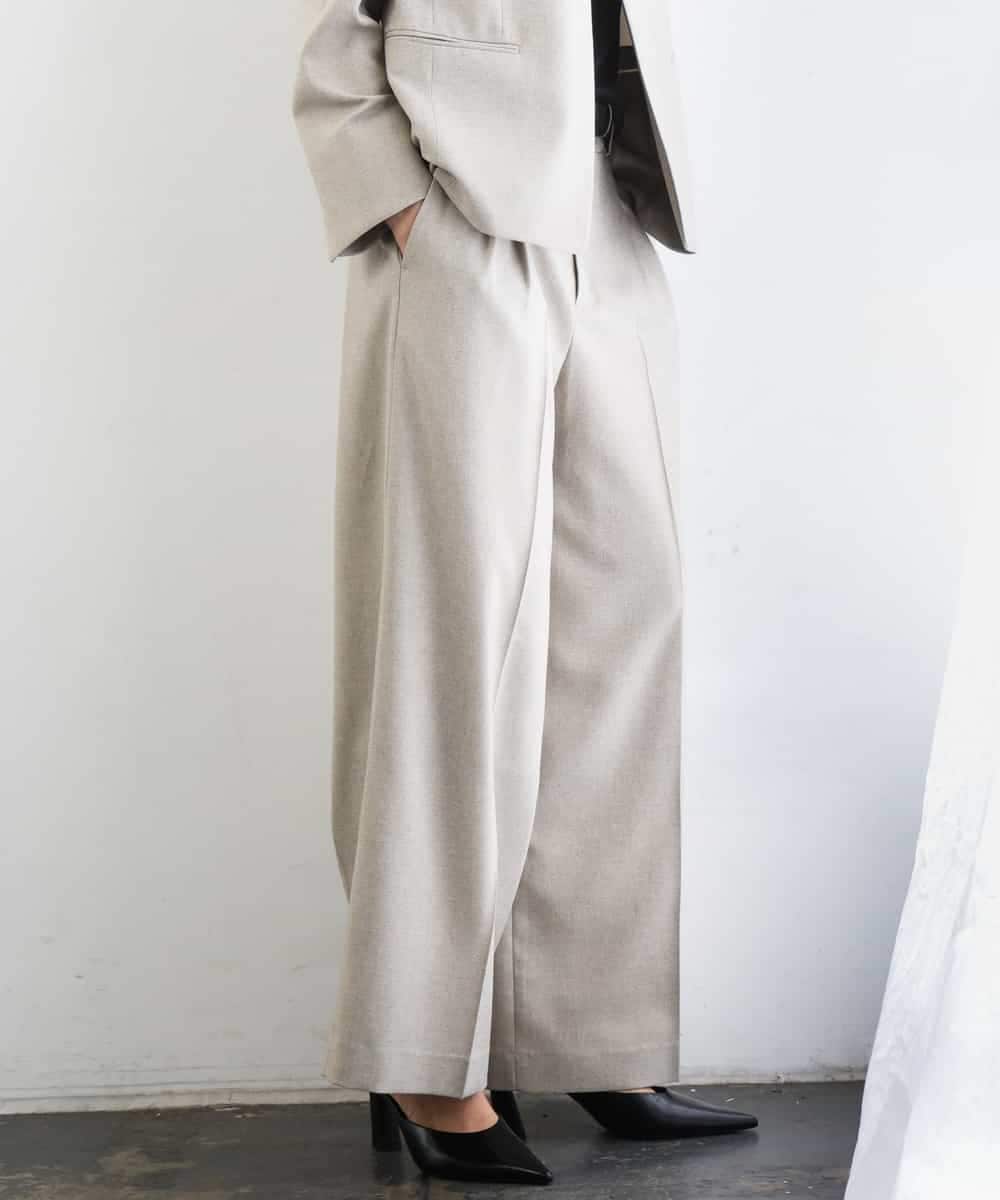 FMLGD05290 MICHEL KLEIN(ミッシェルクラン) [セットアップ対応]ツイードライク ワイドパンツ ベージュ