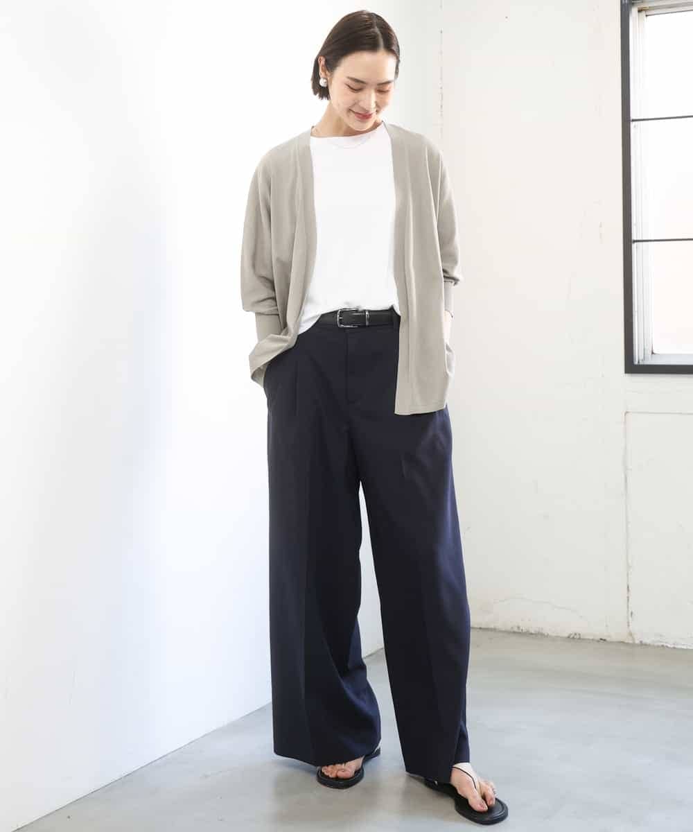 FMLGD05290 MICHEL KLEIN(ミッシェルクラン) [セットアップ対応]ツイードライク ワイドパンツ ベージュ