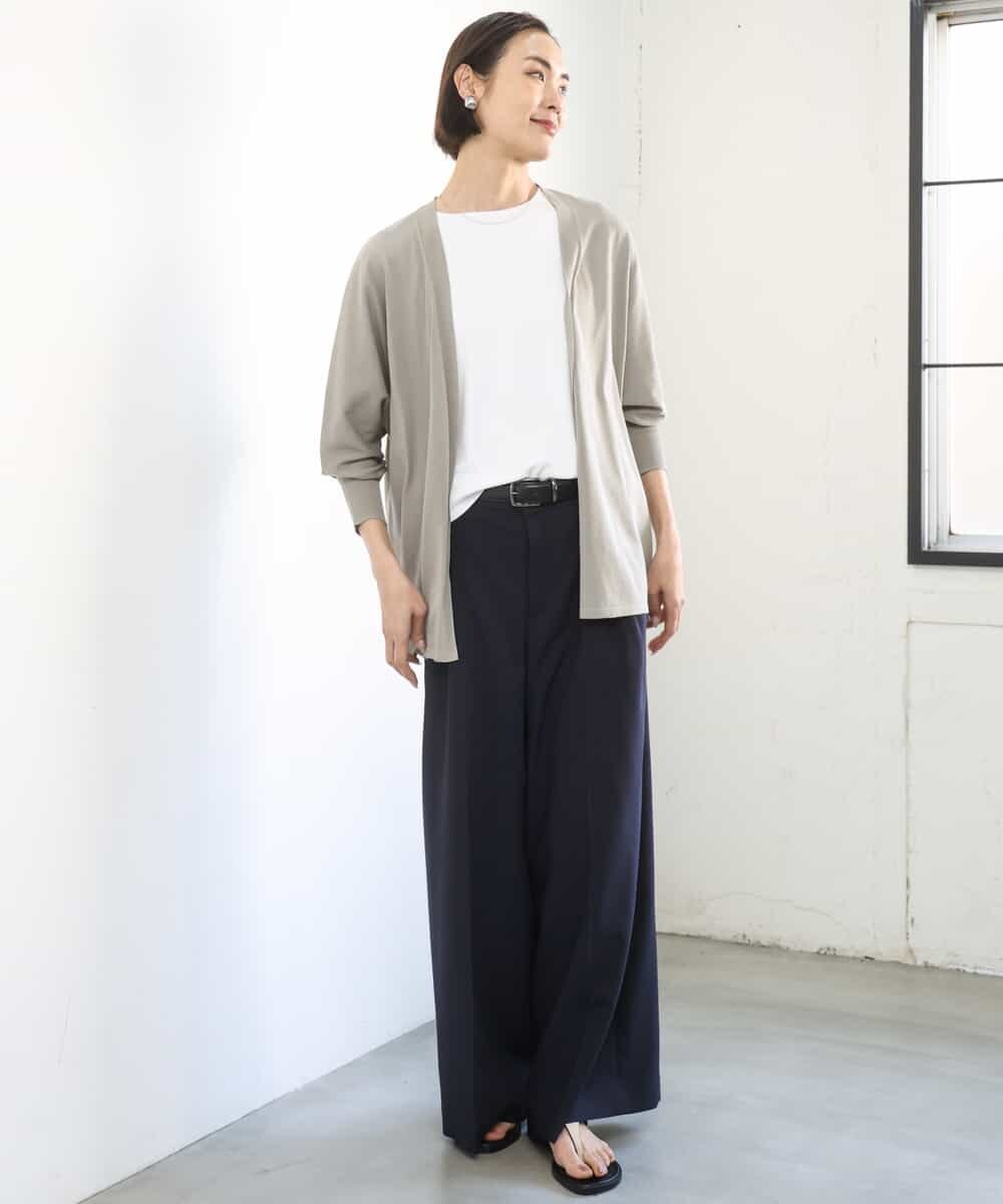 FMLGD05290 MICHEL KLEIN(ミッシェルクラン) [セットアップ対応]ツイードライク ワイドパンツ ベージュ