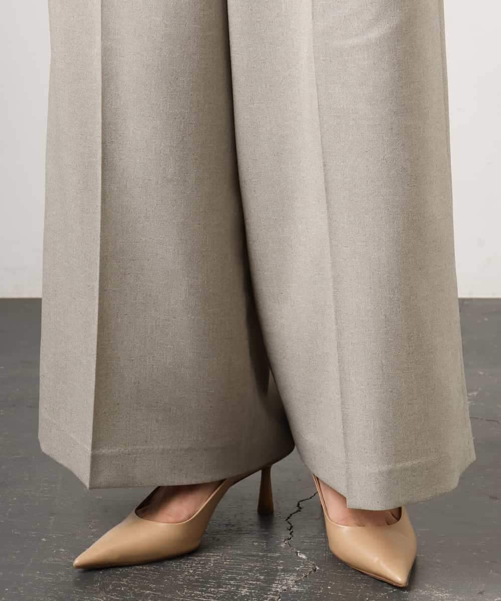 FMLGD05290 MICHEL KLEIN(ミッシェルクラン) [セットアップ対応]ツイードライク ワイドパンツ ベージュ