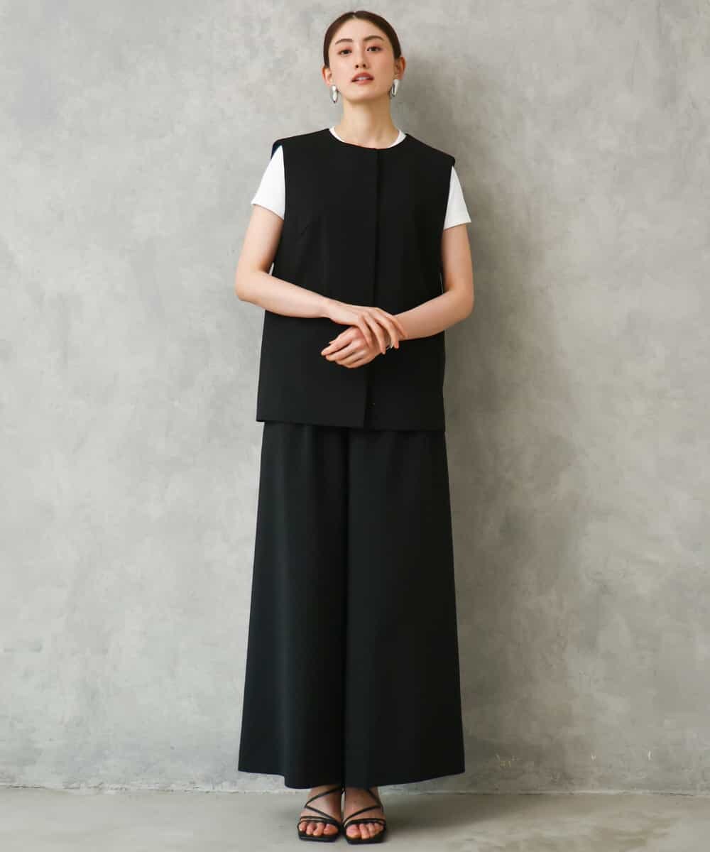 FMLGD13280 MICHEL KLEIN(ミッシェルクラン) [セットアップ対応/リラックスボトム]ドローストリングワイドパンツ ブラック