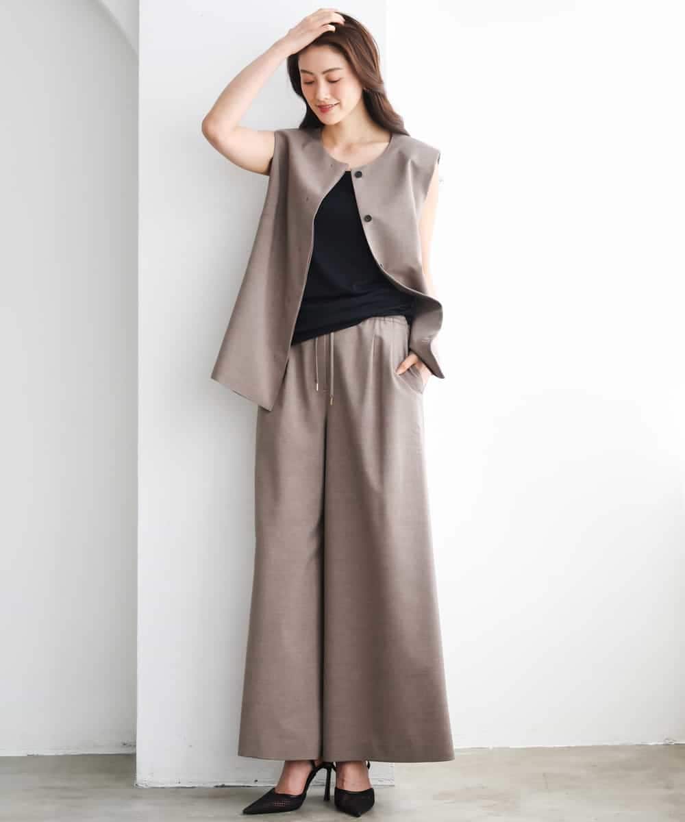 FMLGD13280 MICHEL KLEIN(ミッシェルクラン) [セットアップ対応/リラックスボトム]ドローストリングワイドパンツ ブラック
