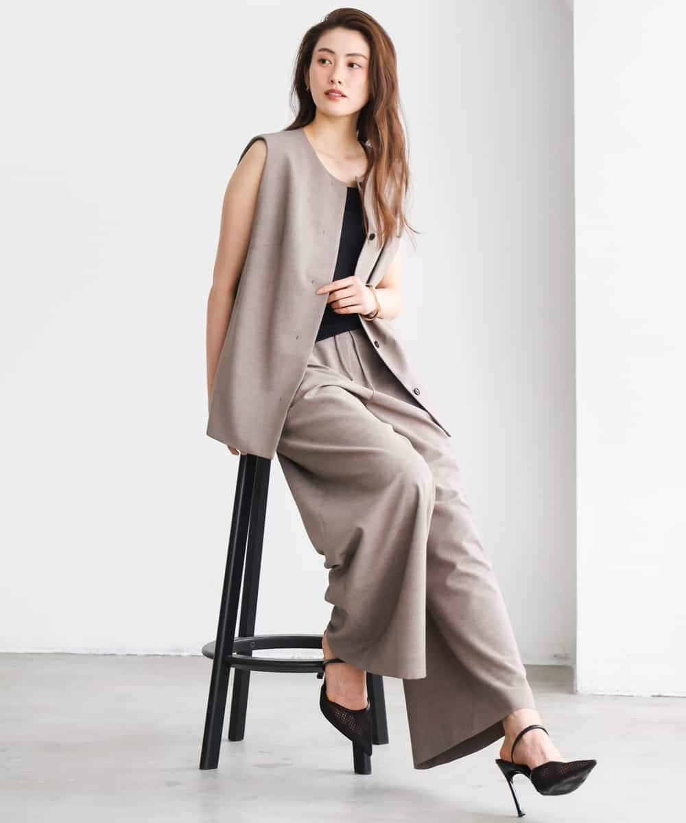 FMLGD13280 MICHEL KLEIN(ミッシェルクラン) [セットアップ対応/リラックスボトム]ドローストリングワイドパンツ ブラック