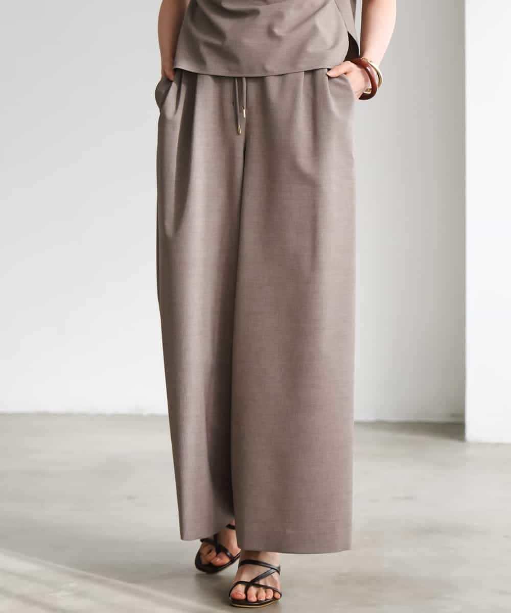 FMLGD13280 MICHEL KLEIN(ミッシェルクラン) [セットアップ対応/リラックスボトム]ドローストリングワイドパンツ ブラック