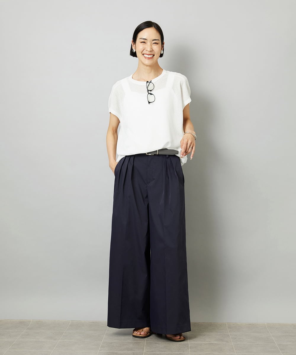 FMLGD22260 MICHEL KLEIN(ミッシェルクラン) 2タックワイドチノパンツ ベージュ
