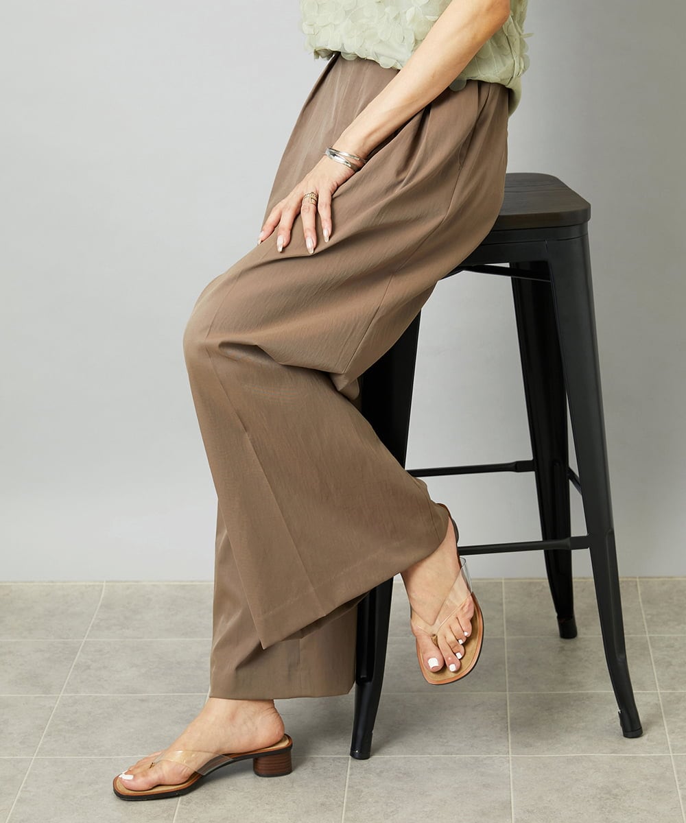 FMLGD22260 MICHEL KLEIN(ミッシェルクラン) 2タックワイドチノパンツ ブラウン