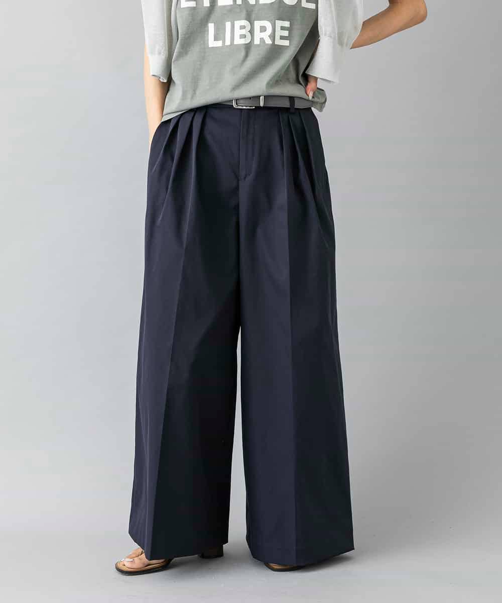 FMLGD22260 MICHEL KLEIN(ミッシェルクラン) 2タックワイドチノパンツ ネイビー