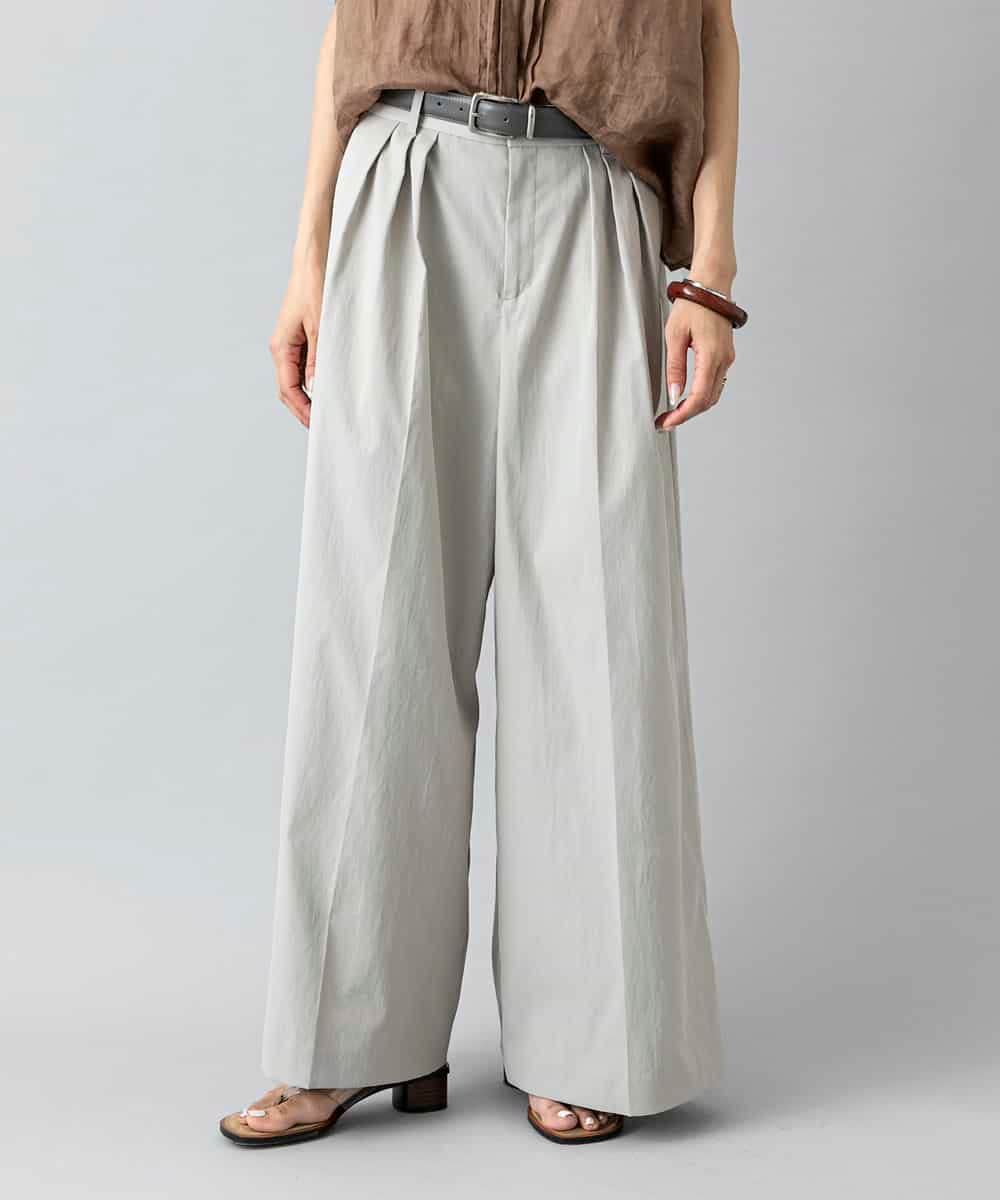 FMLGD22260 MICHEL KLEIN(ミッシェルクラン) 2タックワイドチノパンツ ベージュ