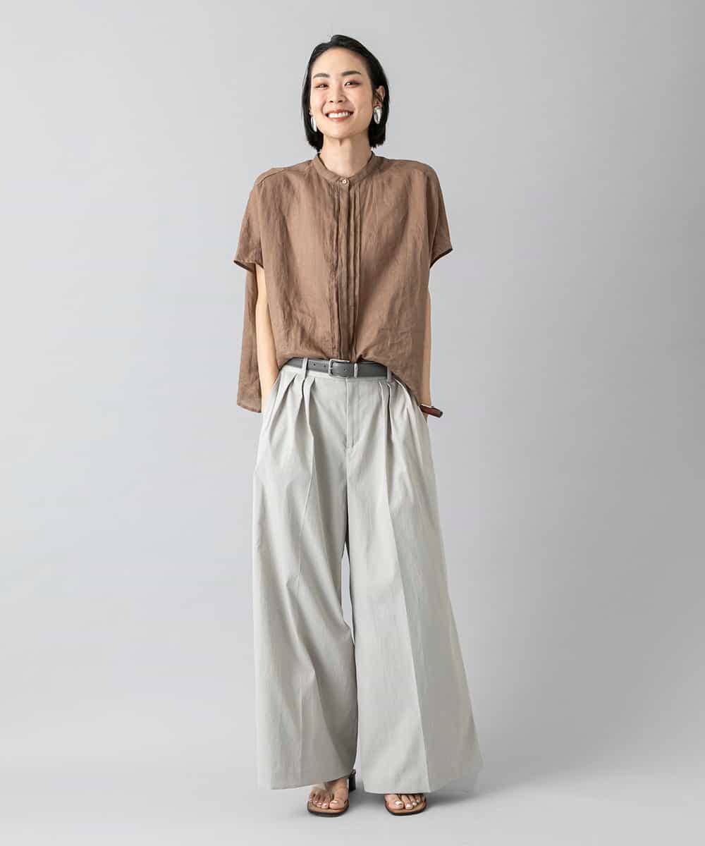 FMLGD22260 MICHEL KLEIN(ミッシェルクラン) 2タックワイドチノパンツ ベージュ