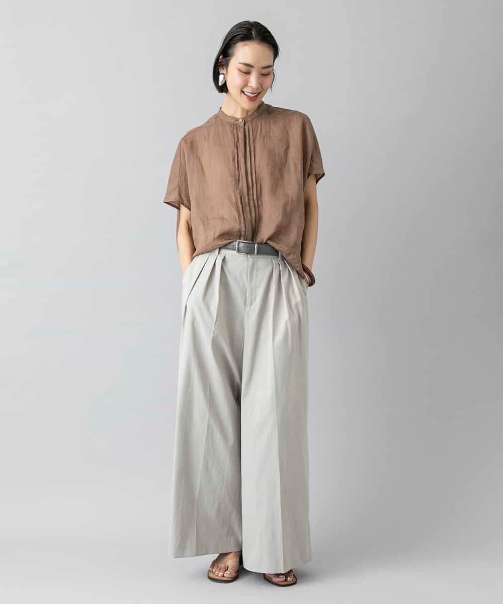 FMLGD22260 MICHEL KLEIN(ミッシェルクラン) 2タックワイドチノパンツ ベージュ